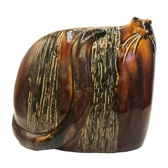 Studio Pottery Ceramic Cat England Brutalist !970s Earth...